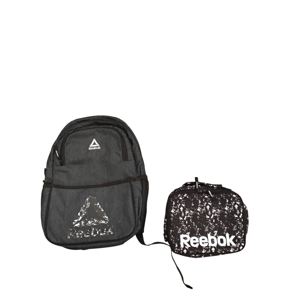 Reebok Backpack and Insulated Lunch Box Set Gray Splatter Print Laptop Sleeve